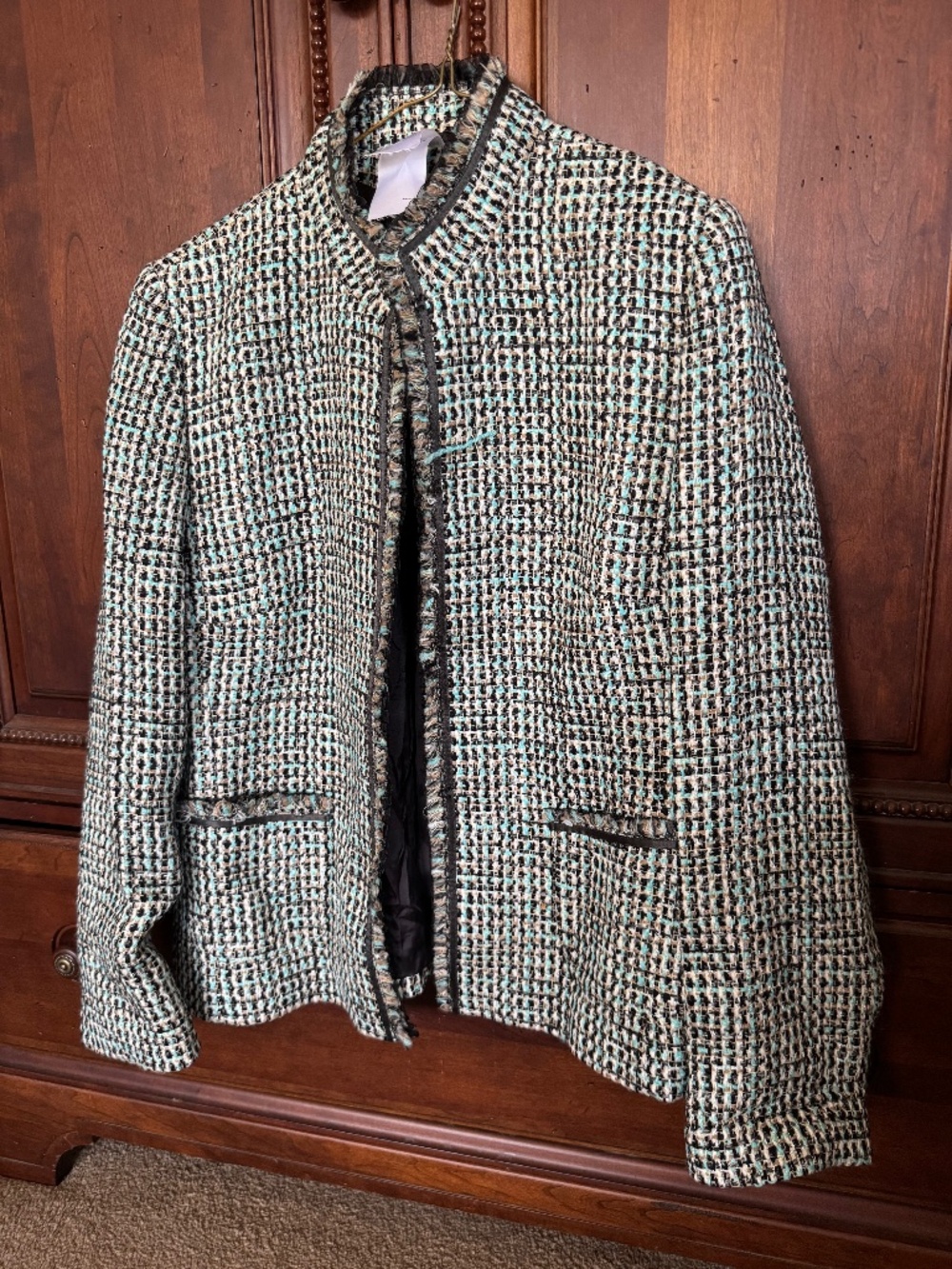 Horst Basler Jacket Women's tailored Blazer Black Plaid tweed